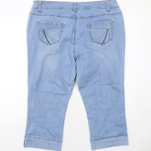Evans Womens Blue Cotton Cropped Jeans Size 20 Regular Zip