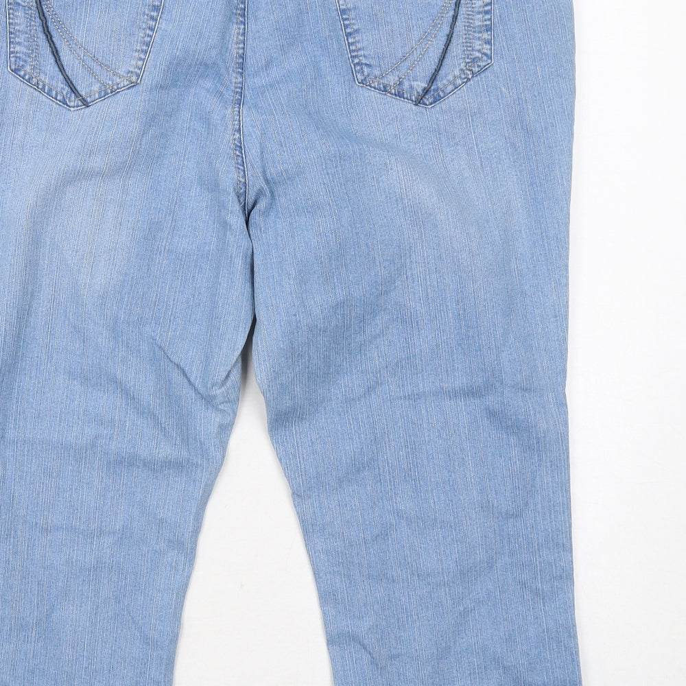 Evans Womens Blue Cotton Cropped Jeans Size 20 Regular Zip