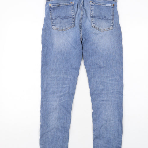 7 For All Mankind Womens Blue Cotton Straight Jeans Size 14 Regular Zip