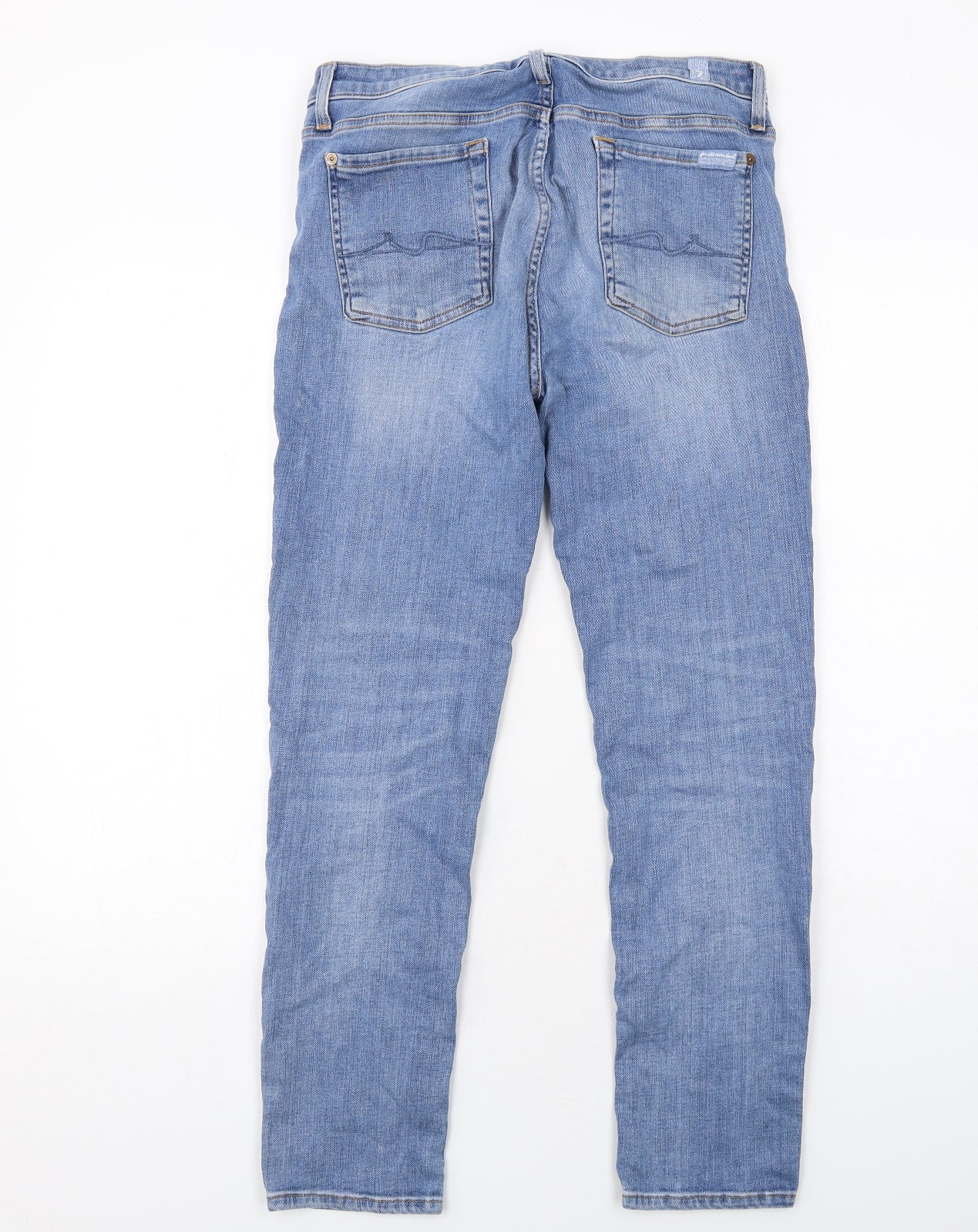 7 For All Mankind Womens Blue Cotton Straight Jeans Size 14 Regular Zip