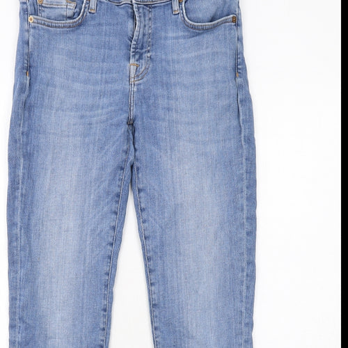 7 For All Mankind Womens Blue Cotton Straight Jeans Size 14 Regular Zip