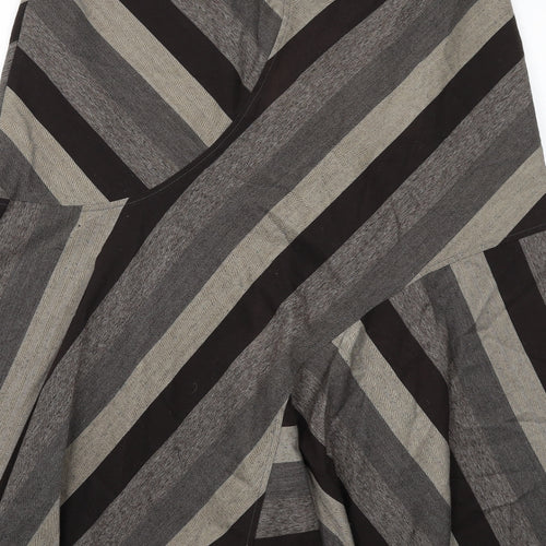 Marks and Spencer Womens Brown Striped Polyester Swing Skirt Size 14