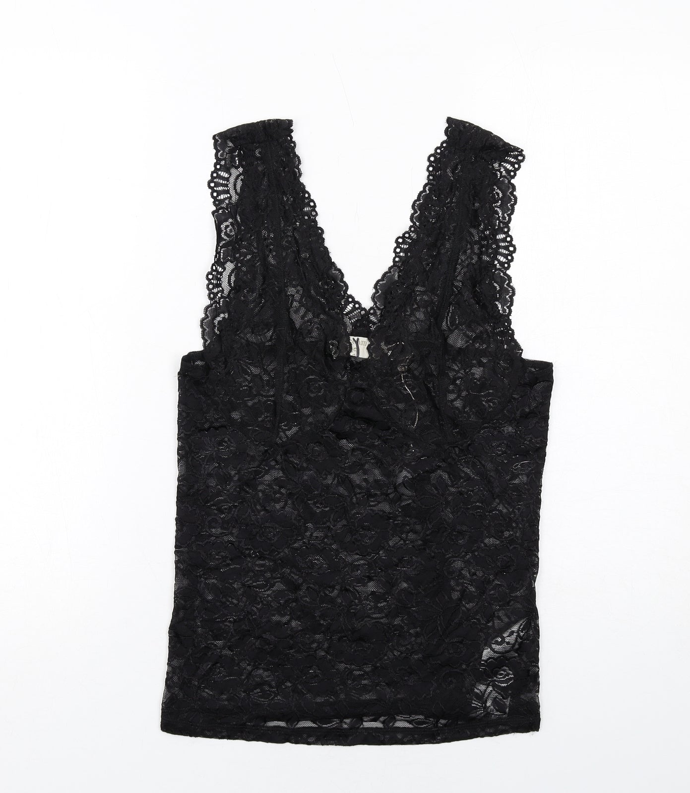 Cream Womens Black Polyamide Basic Tank Size M V-Neck