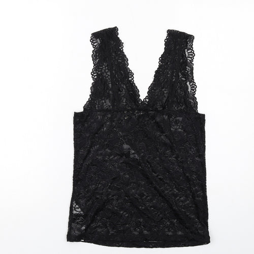 Cream Womens Black Polyamide Basic Tank Size M V-Neck