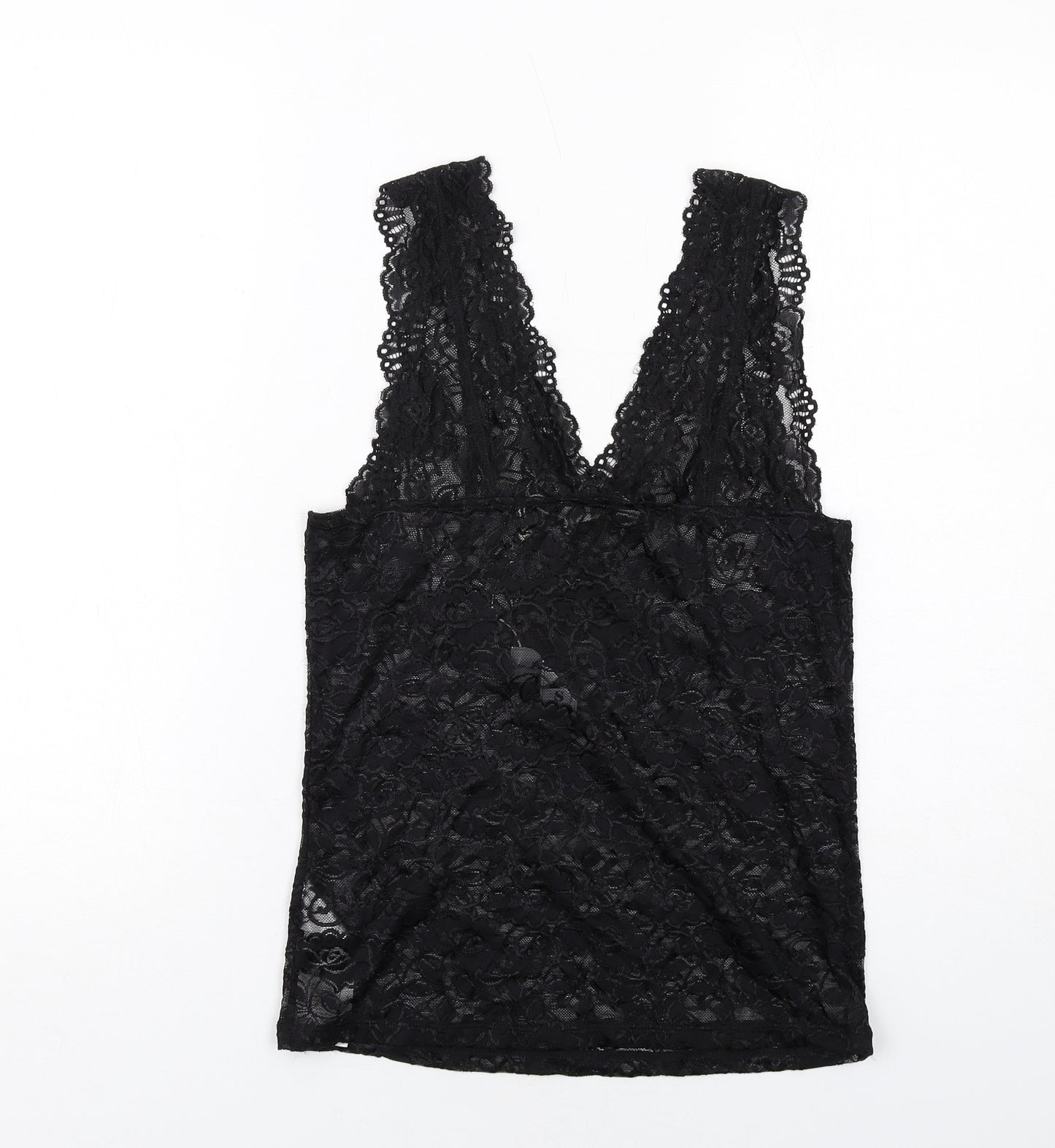 Cream Womens Black Polyamide Basic Tank Size M V-Neck