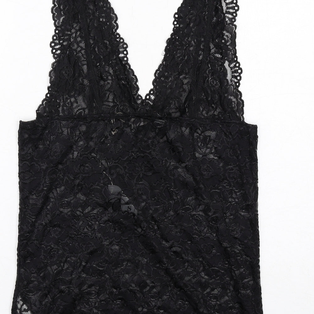 Cream Womens Black Polyamide Basic Tank Size M V-Neck