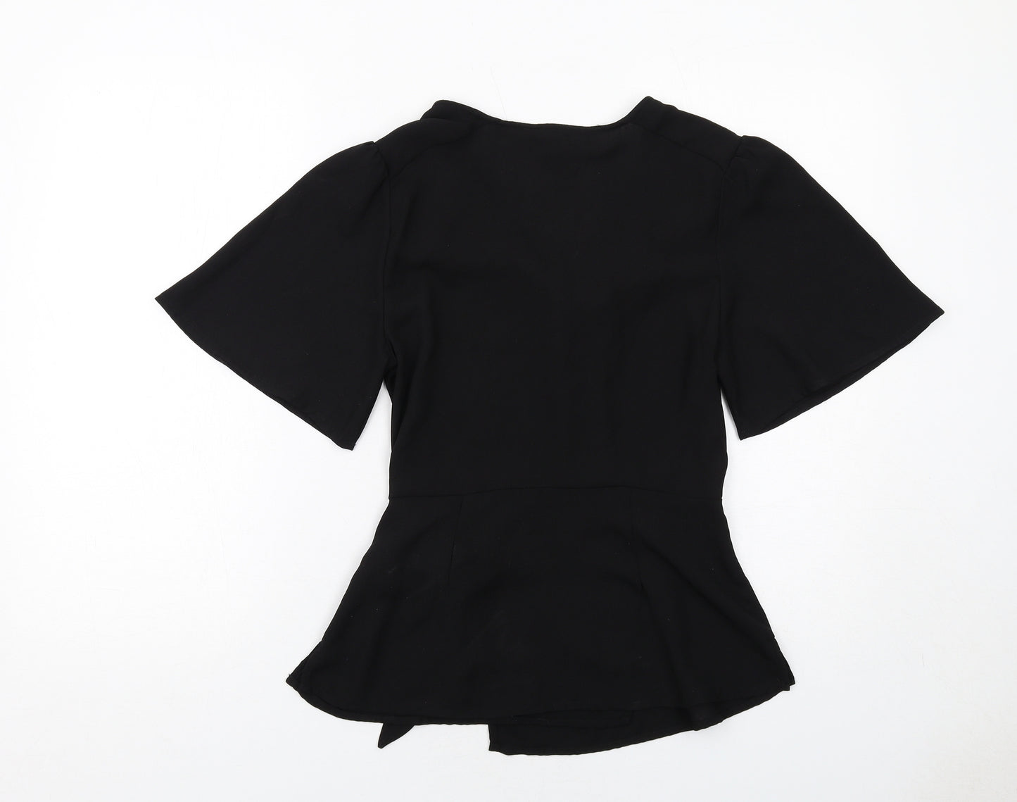 New Look Womens Black Polyester Basic Blouse Size 10 V-Neck
