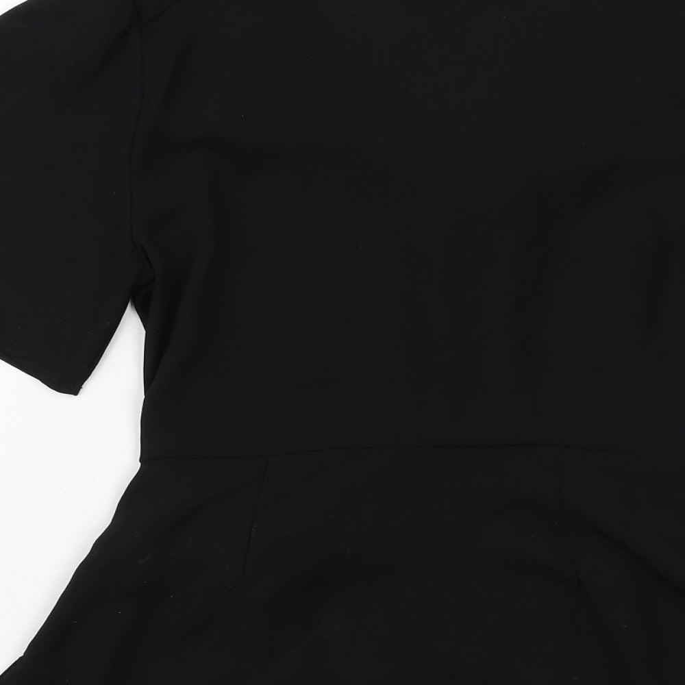 New Look Womens Black Polyester Basic Blouse Size 10 V-Neck