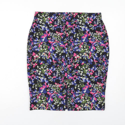 Marks and Spencer Womens Multicoloured Floral Polyester Straight & Pencil Skirt Size 14