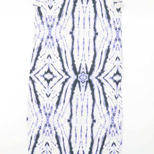 River Island Womens White Geometric Polyester A-Line Size 8 Round Neck Pullover