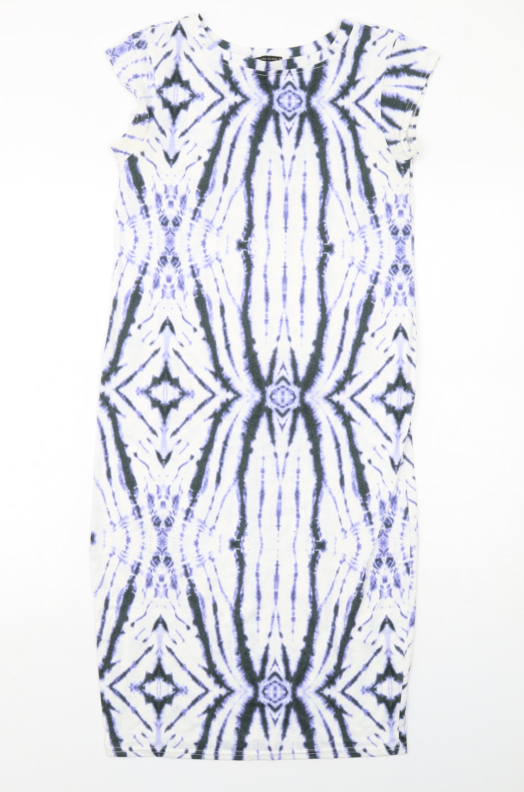 River Island Womens White Geometric Polyester A-Line Size 8 Round Neck Pullover