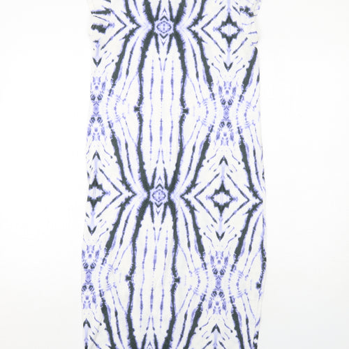 River Island Womens White Geometric Polyester A-Line Size 8 Round Neck Pullover