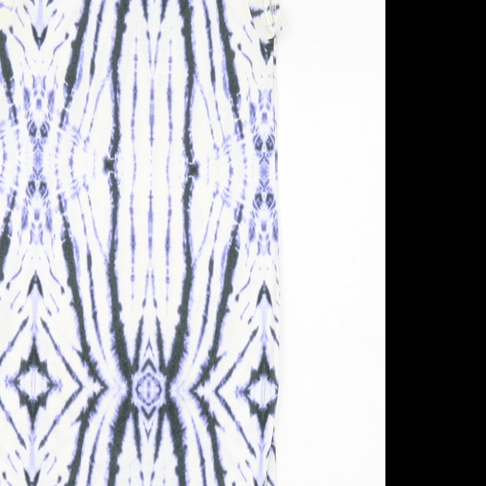 River Island Womens White Geometric Polyester A-Line Size 8 Round Neck Pullover