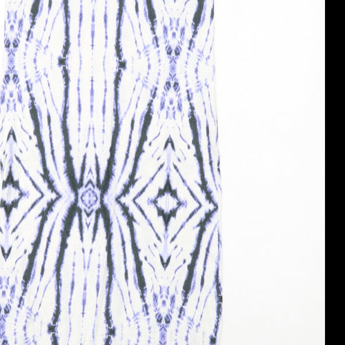 River Island Womens White Geometric Polyester A-Line Size 8 Round Neck Pullover
