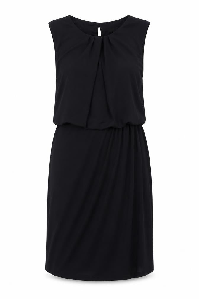 Next Womens Black Polyester A-Line Size 10 Round Neck Button