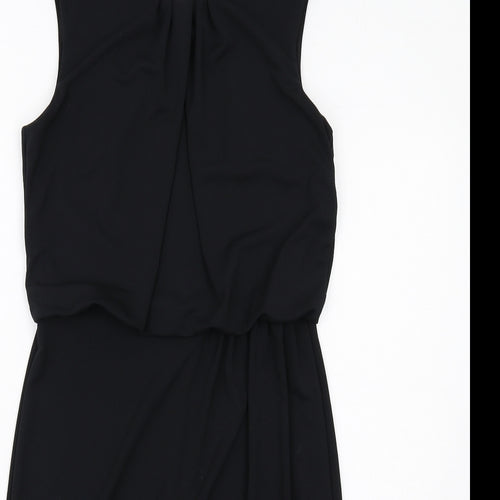 NEXT Womens Black Polyester A-Line Size 10 Round Neck Button