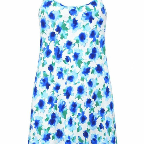 Marks and Spencer Womens Blue Floral Polyamide Tank Dress Size 10 Round Neck Pullover