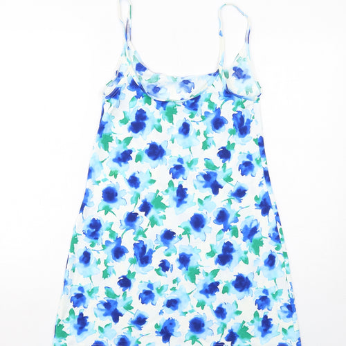 Marks and Spencer Womens Blue Floral Polyamide Tank Dress Size 10 Round Neck Pullover
