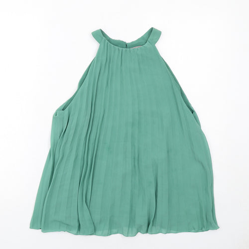 H&M Womens Green Polyester Basic Tank Size S Round Neck
