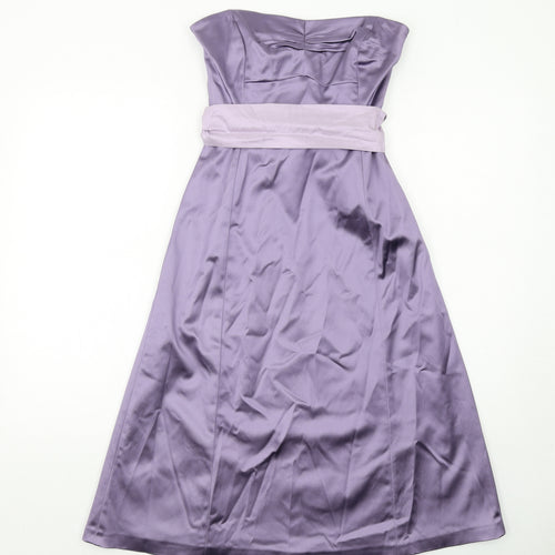 Coast Womens Purple Colourblock Acetate Ball Gown Size 8 Off the Shoulder Zip