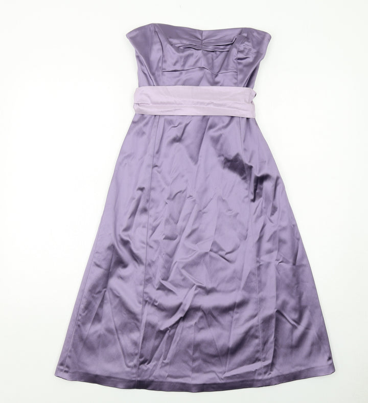 Coast Womens Purple Colourblock Acetate Ball Gown Size 8 Off the Shoulder Zip