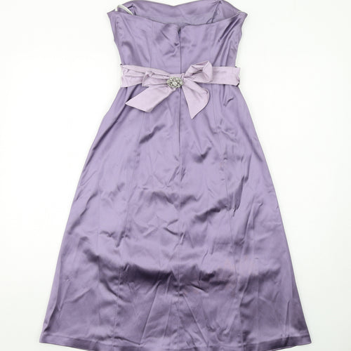 Coast Womens Purple Colourblock Acetate Ball Gown Size 8 Off the Shoulder Zip