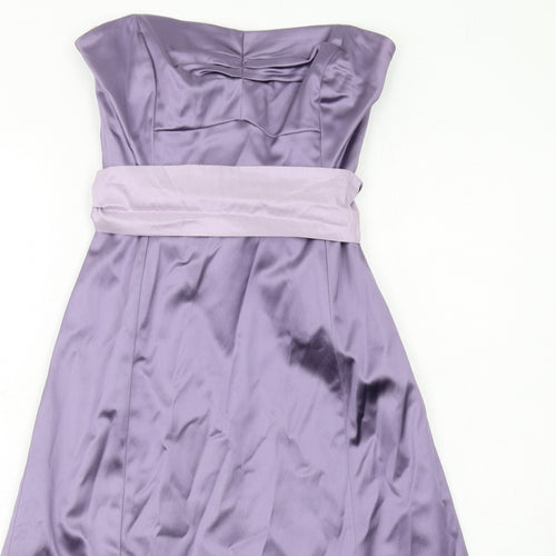 Coast Womens Purple Colourblock Acetate Ball Gown Size 8 Off the Shoulder Zip