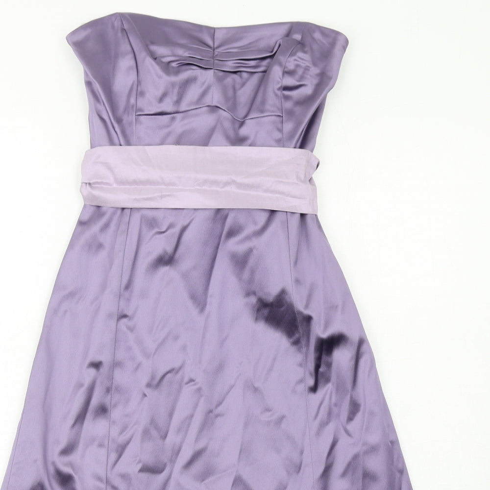 Coast Womens Purple Colourblock Acetate Ball Gown Size 8 Off the Shoulder Zip