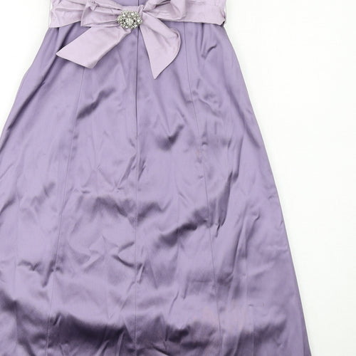 Coast Womens Purple Colourblock Acetate Ball Gown Size 8 Off the Shoulder Zip