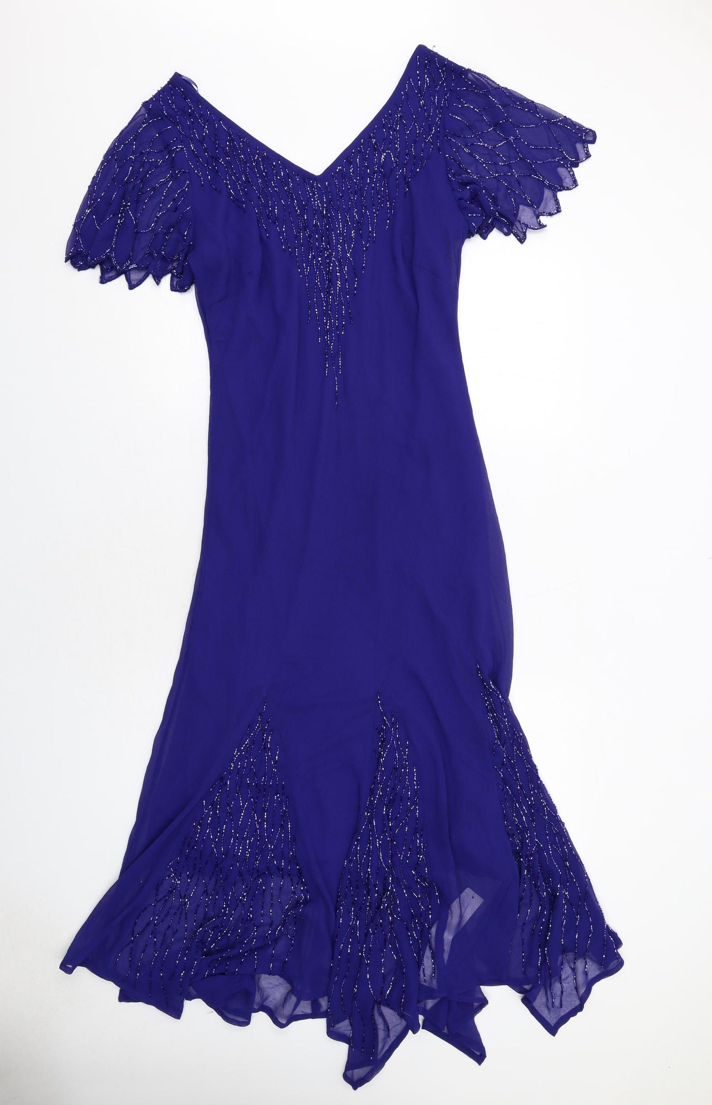 Joanna Hope Womens Blue Geometric Polyester Trapeze & Swing Size 18 V-Neck Pullover