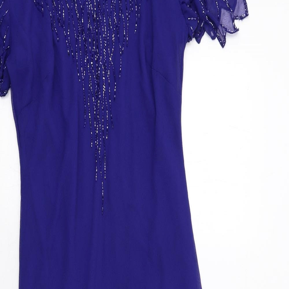 Joanna Hope Womens Blue Geometric Polyester Trapeze & Swing Size 18 V-Neck Pullover