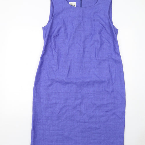 Leslie Fay Womens Blue Polyester A-Line Size 16 Round Neck Zip