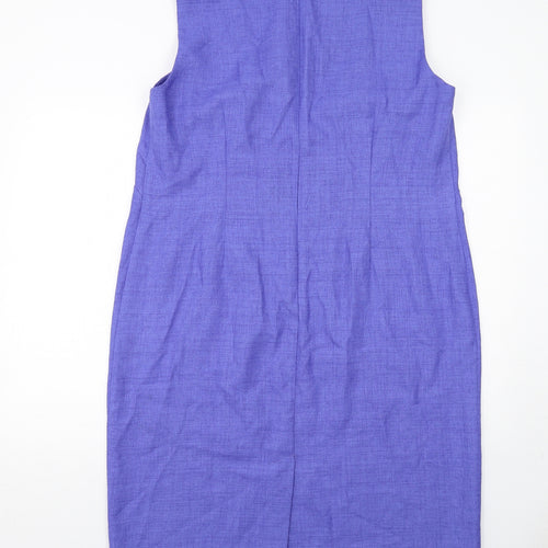 Leslie Fay Womens Blue Polyester A-Line Size 16 Round Neck Zip