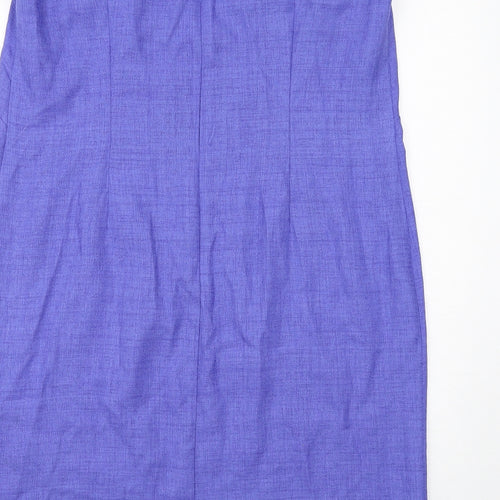 Leslie Fay Womens Blue Polyester A-Line Size 16 Round Neck Zip