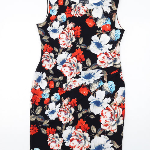 Saloos Womens Multicoloured Floral Polyester Shift Size 14 Round Neck Pullover