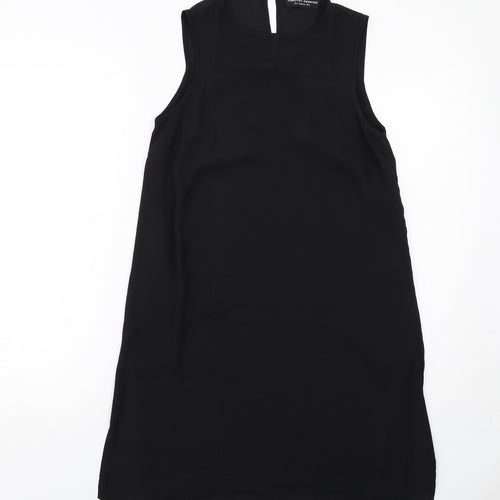 Dorothy Perkins Womens Black Polyester Shift Size 8 Round Neck Hook & Eye
