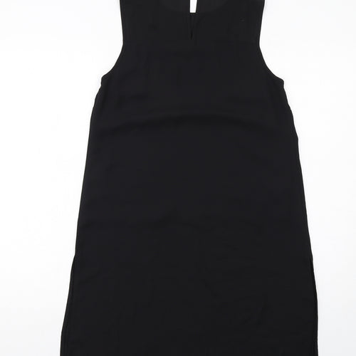 Dorothy Perkins Womens Black Polyester Shift Size 8 Round Neck Hook & Eye