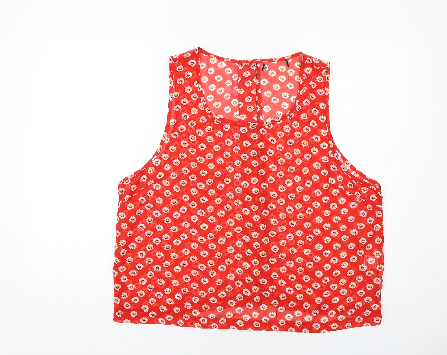 Select Womens Red Floral Polyester Cropped Tank Size 18 Round Neck