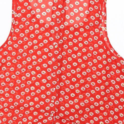 Select Womens Red Floral Polyester Cropped Tank Size 18 Round Neck