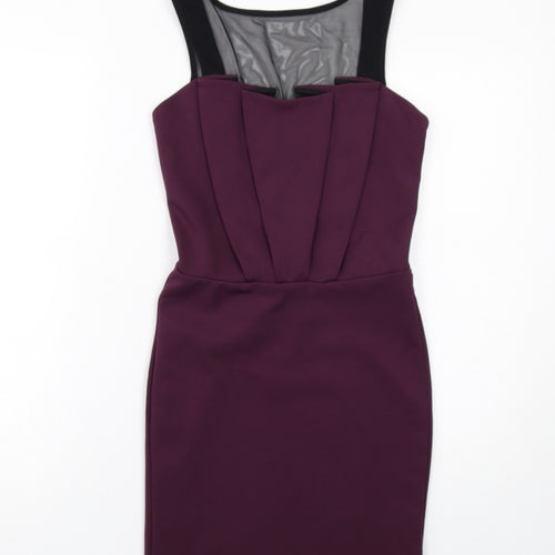 Miss Selfridge Womens Purple Polyester Shift Size 8 Square Neck Pullover
