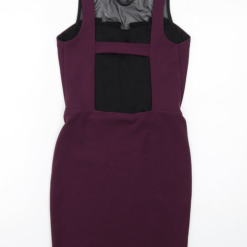Miss Selfridge Womens Purple Polyester Shift Size 8 Square Neck Pullover