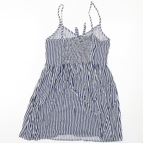 H&M Womens Blue Striped Viscose Slip Dress Size 12 V-Neck Pullover