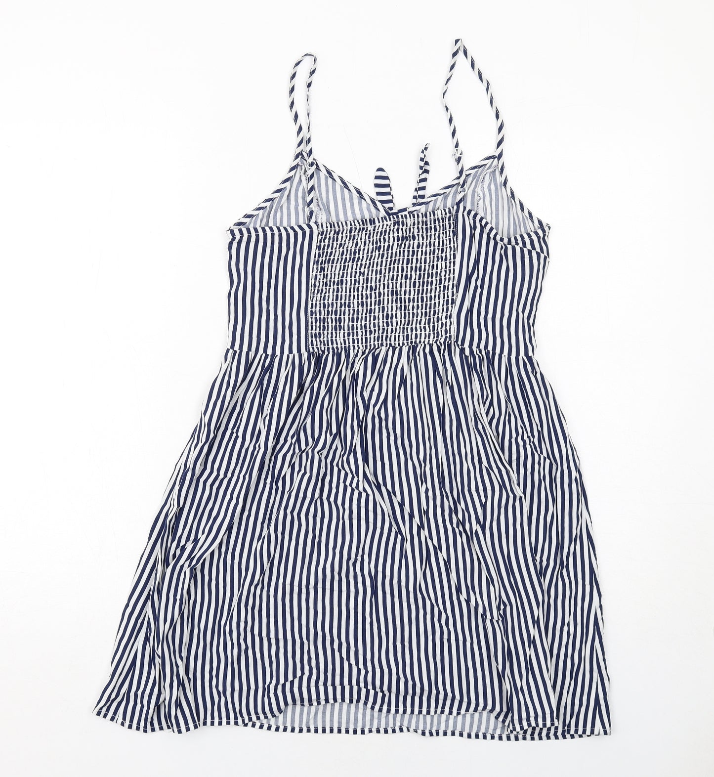 H&M Womens Blue Striped Viscose Slip Dress Size 12 V-Neck Pullover