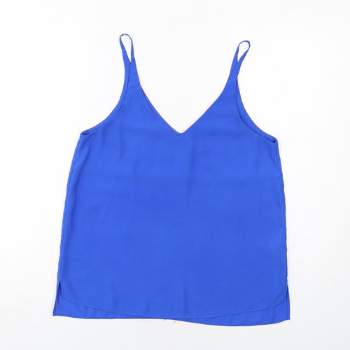 Topshop Womens Blue Polyester Basic Tank Size 10 V-Neck