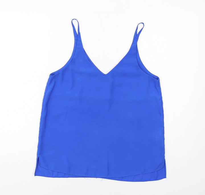 Topshop Womens Blue Polyester Basic Tank Size 10 V-Neck