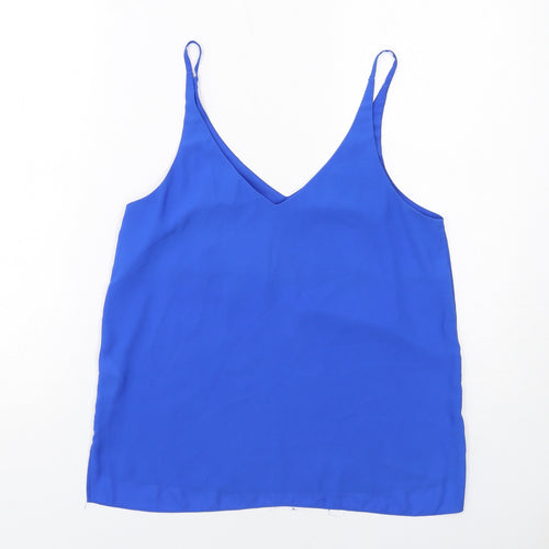 Topshop Womens Blue Polyester Basic Tank Size 10 V-Neck