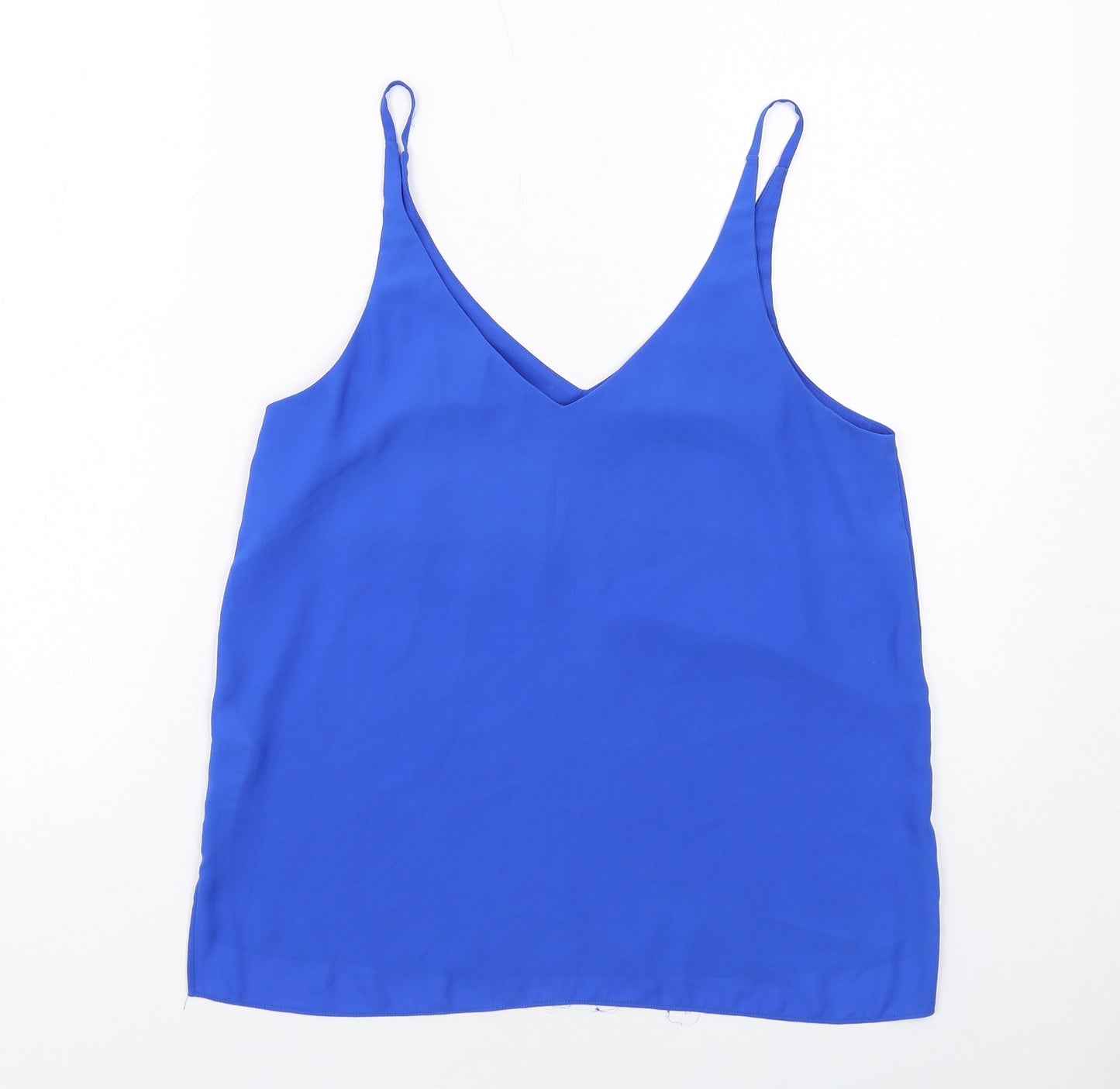 Topshop Womens Blue Polyester Basic Tank Size 10 V-Neck