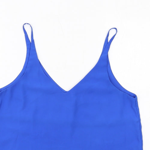 Topshop Womens Blue Polyester Basic Tank Size 10 V-Neck