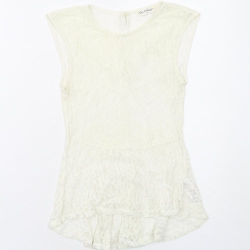 Miss Selfridge Womens Ivory Nylon Basic Tank Size 6 Round Neck