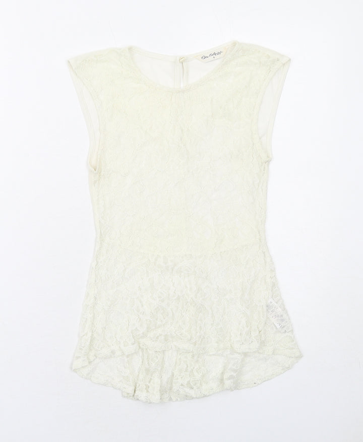Miss Selfridge Womens Ivory Nylon Basic Tank Size 6 Round Neck